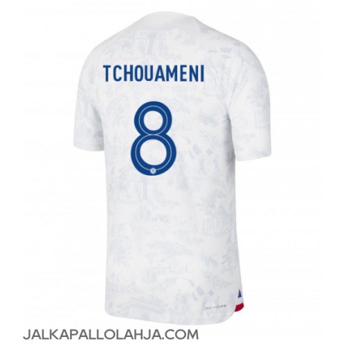 Ranska Aurelien Tchouameni #8 Kopio Vieras Pelipaita MM-kisat 2022 Lyhyet Hihat